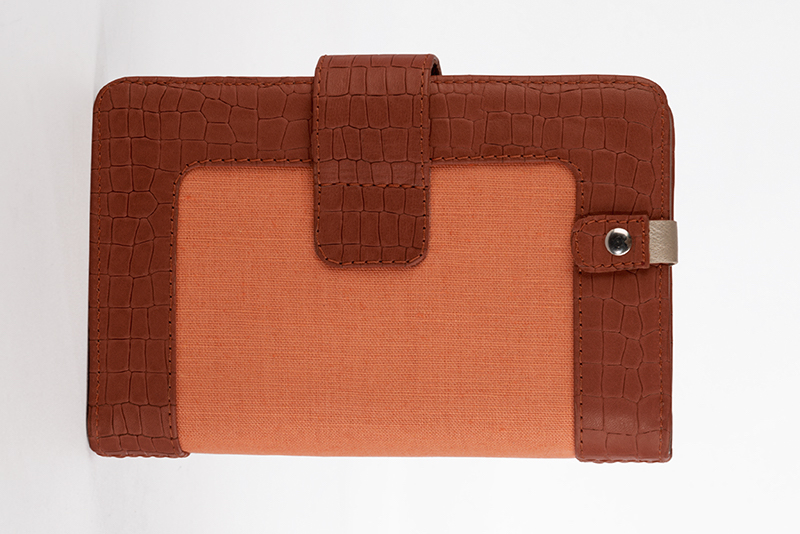 Etui pour tablette orange pêche et or doré haut de gamme. Personnalisation - Rear view